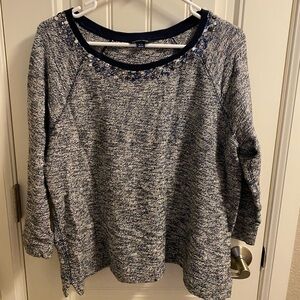Lands End Petite Large Sweater 14 16 P Bling Pullover Crewneck PL Lg